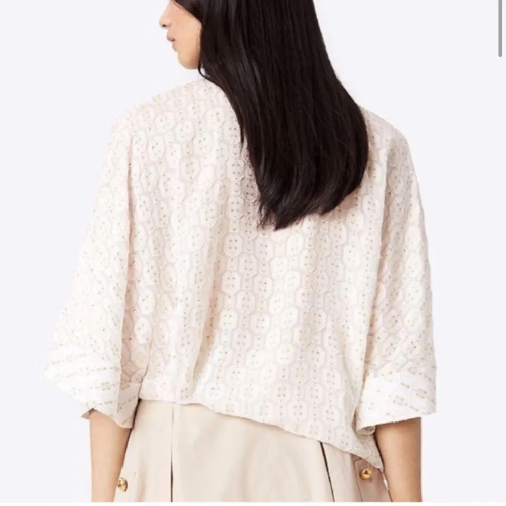 Tory Burch Tessa Metallic Detailed Top Blouse